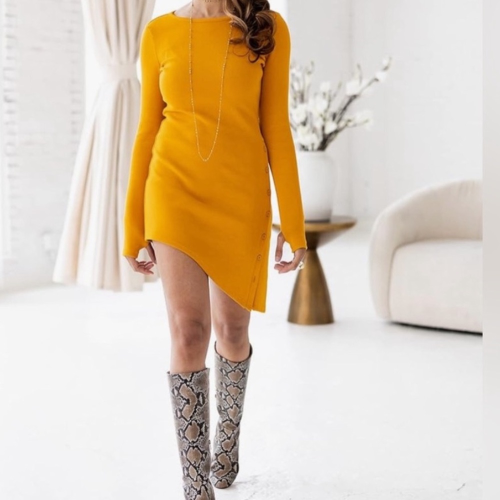 The Drop Women's Golden Yellow Asymmetrical Knit Tunic by @victoriouslogan